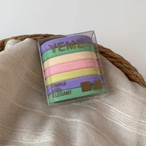 Colorful elastic hair ties set in clear box, daily durable hair scrunchies for women.