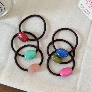 Elastici per capelli ovali a pois color caramella dolci, elastici per coda di cavallo donna.
