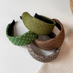 Chic polka dot wide headband set, lightweight fabric hair hoop for women and daily styling.