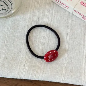 Grazioso elastico per capelli rosso a pois con banda elastica, dolce accessorio femminile.