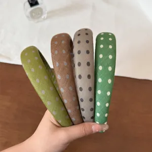 Korean style polka dot wide fabric headband set cute fashion hair hoop for women daily wear