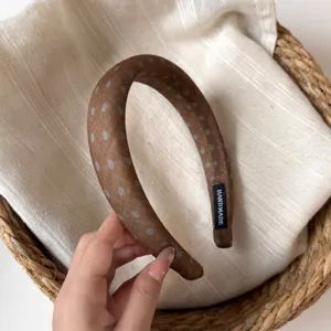 Brown polka dot wide fabric headband cute hair hoop daily fashion hair accessories