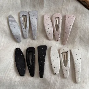 Horquillas Clic Clac de Tela Plisada de Lunares Estilo Coreano Pasadores Geométricos Lindas Pinces para Flequillo Tocado Diario Mujeres