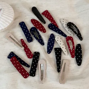 Cute polka dot hair clips snap fabric hairpins sweet side bangs clips hair accessories for women