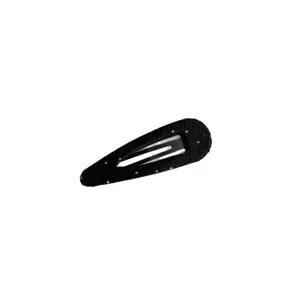 Horquilla de pelo de tela negra con topos, pasador elegante para flequillo y peinado lateral.