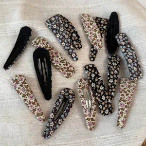 Korean pastoral style floral snap hair clips cute fabric BB hair clips sweet daily hair accessories