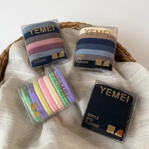 Boxed elastic hair ties set, daily basic thick ponytail holders, colorful hair scrunchies