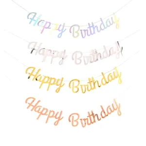 Happy Birthday Letter Garland Gold Stamping Paper Bunting Banner Party Hanging Decoration Kids Birthday Supplies