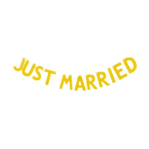 Golden glitter Just Married banner garland for wedding party decoration