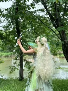 Cosplay Neraida Angelos Petalouda Pteryges Festival Parti Kostoumi Chryso Organza Pteryga