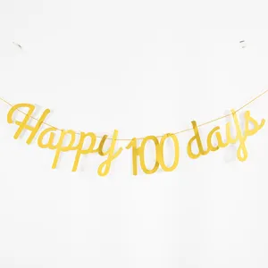 Gold glitter Happy 100 days letter banner for baby 100th day party decoration hanging decor.