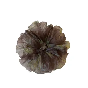 Korean style brown tie dye sheer fabric hair scrunchie ponytail holder fashion accessory