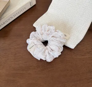 Korean style floral chiffon hair scrunchie cute gentle ponytail holder for women girls