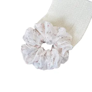 Korean style floral lace hair scrunchie, elegant vintage ponytail holder for women daily hair accessories