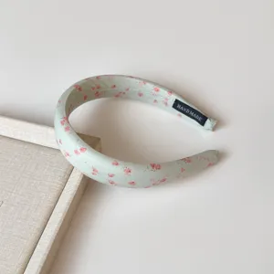 Diadema tela flores verde claro, bonito accesorio pelo para uso diario y estilo elegante.