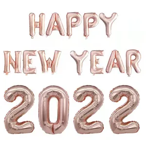 Détail du kit de ballons en aluminium 2022 Happy New Year rose gold pour la fête