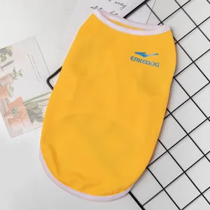 Sommer atmungsaktives Mesh Haustier Hundeveste, hellgelbes Welpen Tanktop mit Print.