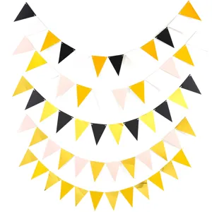 Banderín de Fiesta Guirlanda de Banderas de Triángulo de Papel para Celebración de Cumpleaños Boda Decoración de Lugar