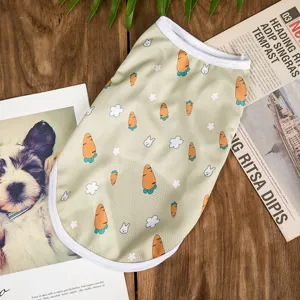 Summer breathable mesh pet dog vest cute carrot and rabbit print puppy clothes for small dogs.