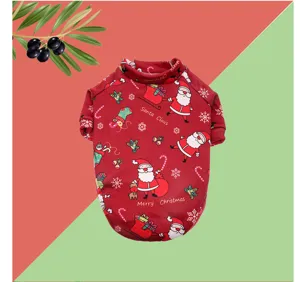 Christmas fleece pet hoodie for small dogs and cats, festive Santa print winter warm clothes.