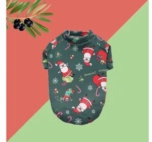 Christmas pet dog cat fleece sweatshirt with cute Santa Claus print, warm and cozy winter apparel.