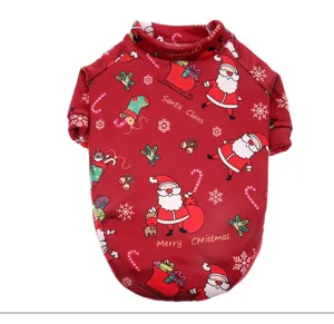 Christmas Santa Claus print fleece pet hoodie for small dogs cats winter warm clothes