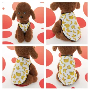 Summer breathable pet dog vest with cute banana print, lightweight clothes for cats.