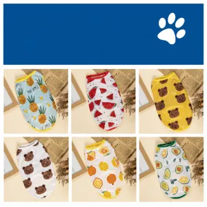 Summer new pet dog clothes thin vest polyester printing cute puppy apparel for small pets