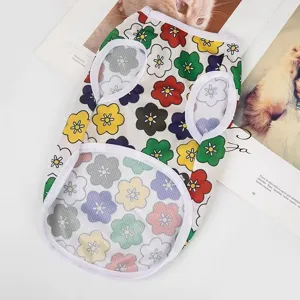 Breathable summer thin pet vest with colorful flower print for cute dogs and cats apparel
