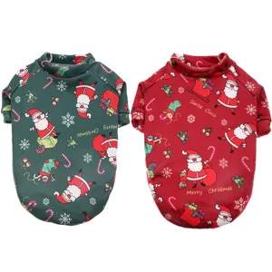 Cute Christmas pet dog cat fleece sweater winter warm pullover clothes, 2 color options.