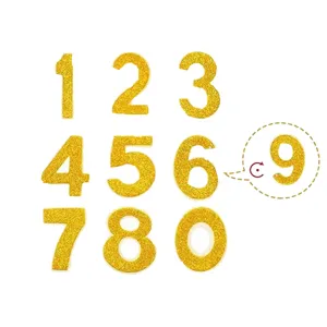 Glitter gold numbers 0-9 set for pet birthday hat and scarf decoration accessories