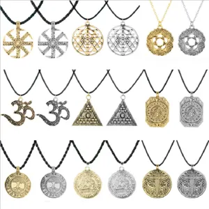 Retro Alloy Viking Amulet Pendant Necklace Vintage Slavic Totem Geometry Fashion Jewelry Gift For Men Women