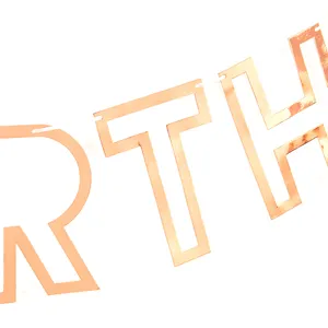 Rose gold foil hollow letter birthday banner hanging decoration for party celebration events.