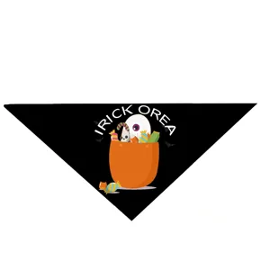 Halloween pet dog cat bandana scary candy pumpkin print black triangle bib holiday party accessory