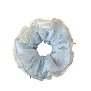 Coletero floral de verano con encaje dulce cuatro capas soporte coleta para mujeres moda.