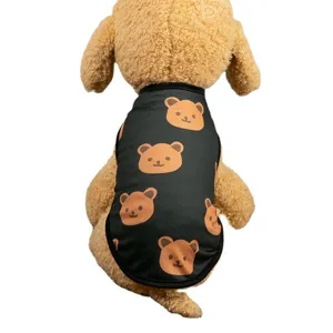 Summer thin breathable pet dog vest with cute bear print, perfect for small dogs and cats.