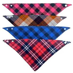 Classic Plaid Pet Bandana Cotton Dog Scarf Adjustable Cat Bibs Neckerchief Puppy Neckwear Accessories For Small Medium Large Dogs Cats