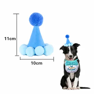 Pet Birthday Party Decoration Set Dog Birthday Hat And Bib Cat Scarf Embroidery Cute Pet Accessories Gift