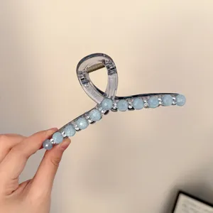 Pince à cheveux strass scintillante pour femmes, design transparent et élégant.
