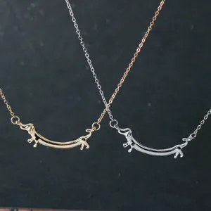Minimalist Cute Cartoon Dachshund Dog Pendant Necklace Alloy Electroplated Chain Fashion Jewelry Gift For Women Men