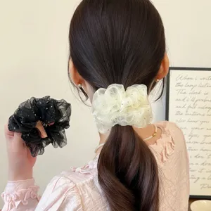 Korean style organza hair scrunchie mesh ponytail holder hair tie fashion hair accessories for women