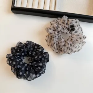 Koreanisch Romantisch Punktmuster Organza Haargummi Flauschiges Netz Haarseil Hohe Elastische Gummiband Für Damen Süß Haarschmuck