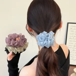 Organza hair scrunchies cute fluffy mesh hair ties ponytail holder fashion hair accessories