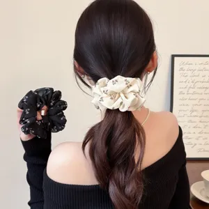 Korean style floral mesh scrunchie organdy hair tie high-end ponytail hair accessory for women.