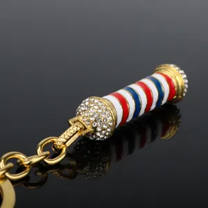Collana palo barbiere pendente strass moda metallo oro gioiello salone parrucchiere