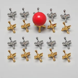 Metal Jacks Game Set Traditional Classic Desktop Puzzle Toy Multiplayer Decompression Interactive Toy For Kids Children
