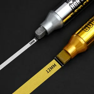 Wide tip POP marker pen set featuring gold and silver markers with 5mm and 12mm lines.