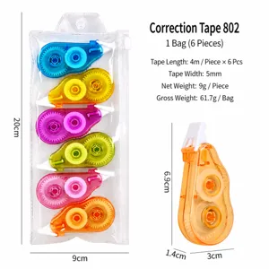 Set de ruban correcteur colore de 6 mini rouleaux correcteurs pour ecole et bureau