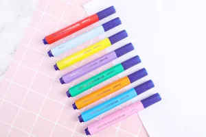 Colorful highlighter pen set, large capacity marker pens for students, ideal for note taking.