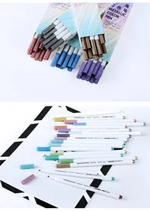 Metallic color paint marker pen set, water-based marker pens for drawing and graffiti art.